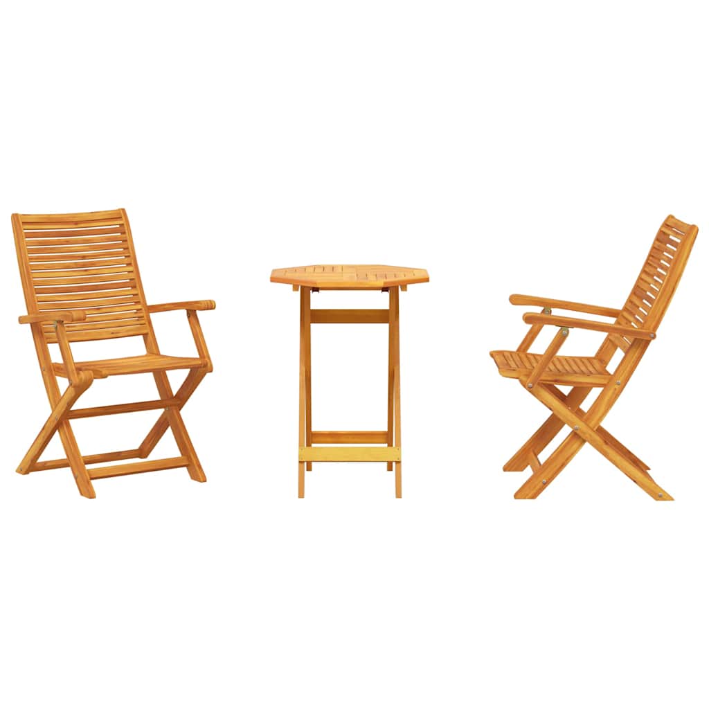 Sklopivi bistro set 3 pcs Smeđa Čvrsto drvo akacije