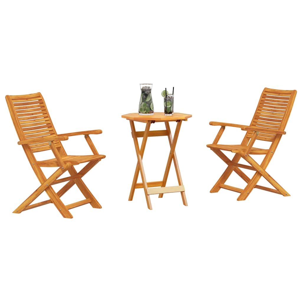 Sklopivi bistro set 3 pcs Smeđa Čvrsto drvo akacije