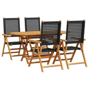 Vrtni set za objed 5 pcs Crna Čvrsto drvo akacije