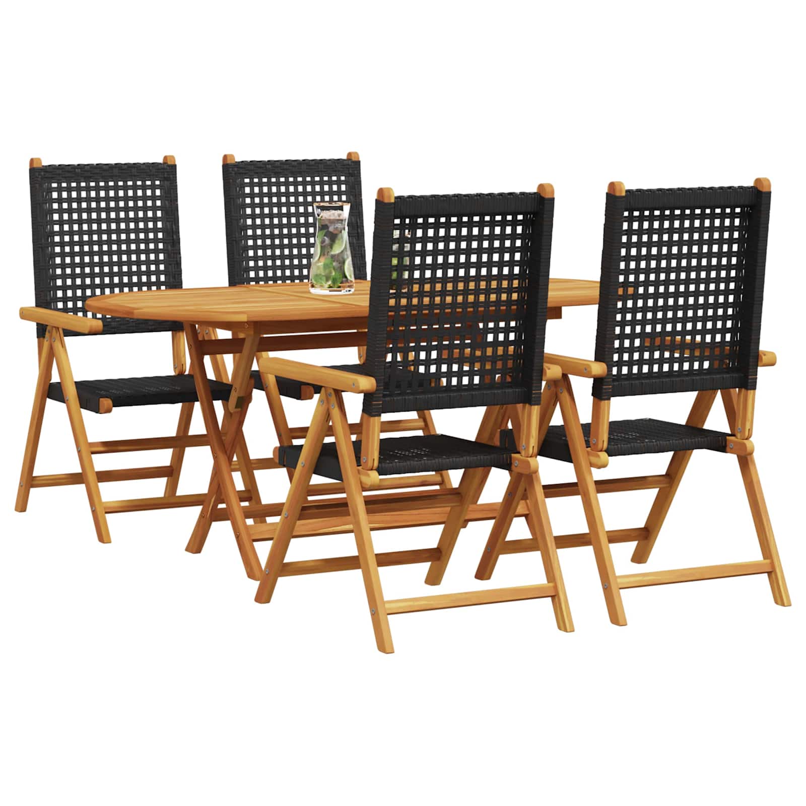 Vrtni set za objed 5 pcs Crna Čvrsto drvo akacije
