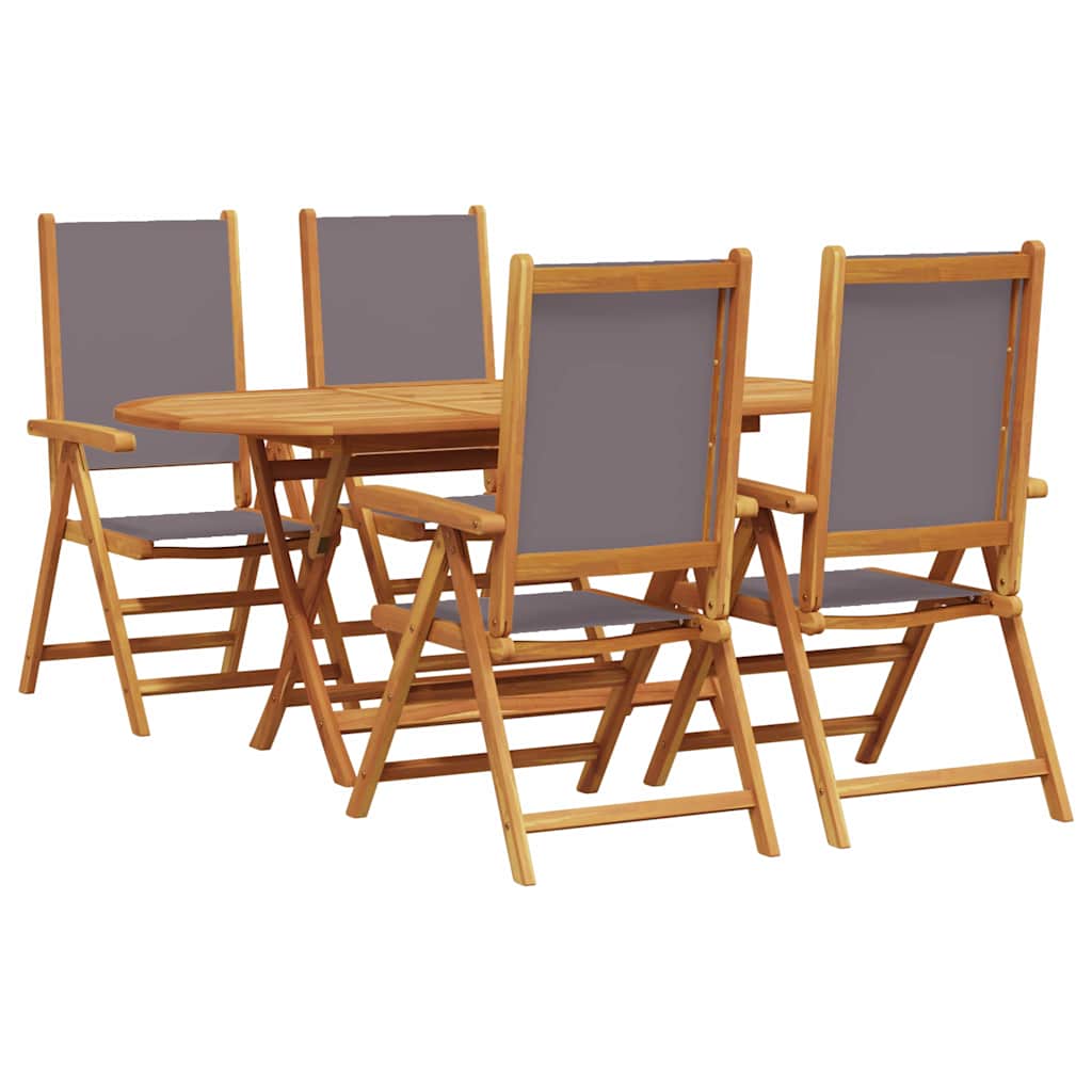 Vrtni set za objed 5 pcs Antracit Čvrsto drvo akacije