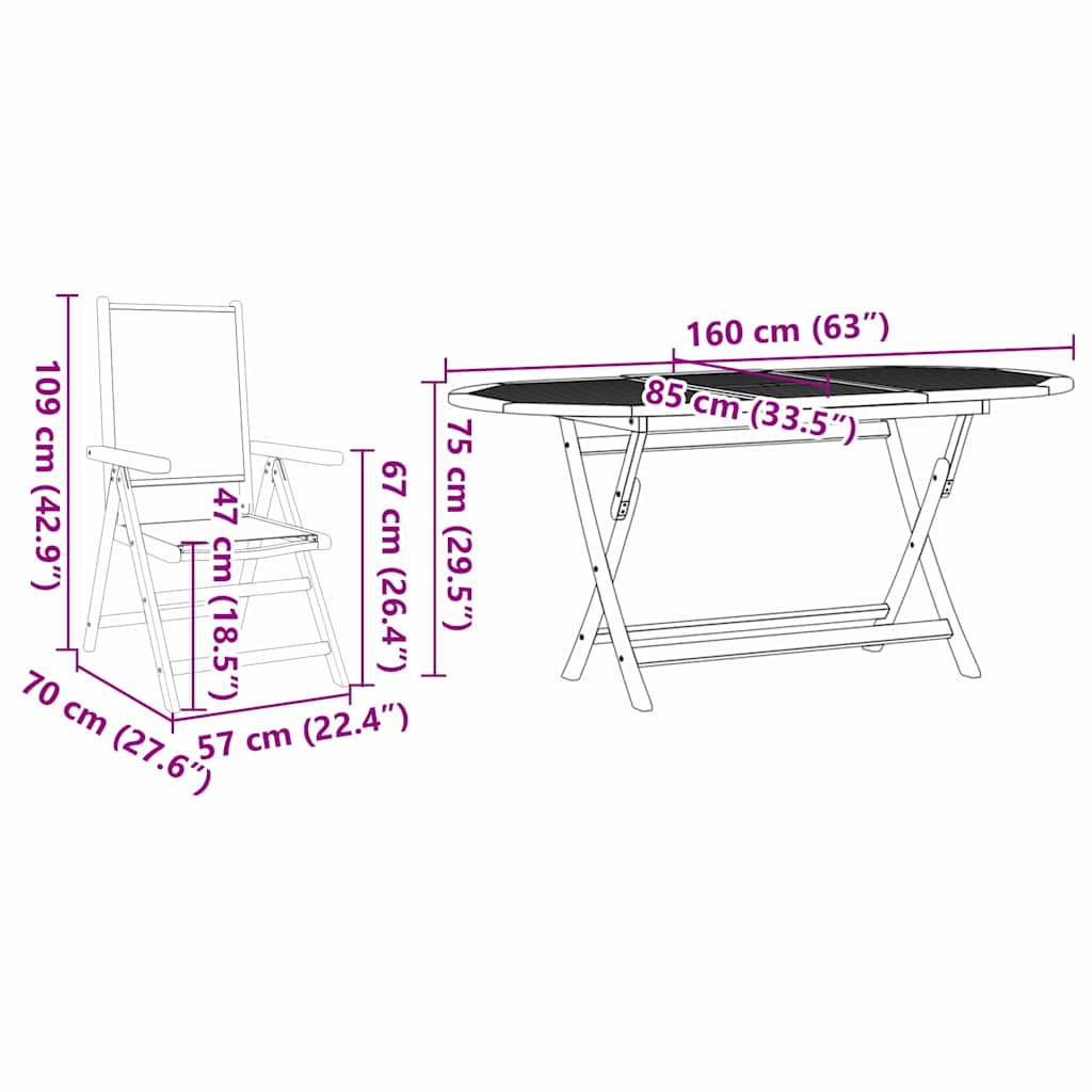 Vrtni set za objed 5 pcs Antracit Čvrsto drvo akacije