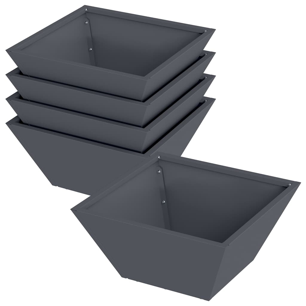 Vrtna saksija 5 pcs Antracit 35 x 35 x 15 cm Čelična vrata