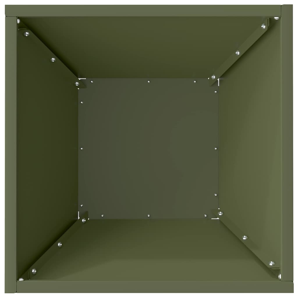 Vrtna saksija Maslinasto zelena 35 x 35 x 15 cm Čelična vrata