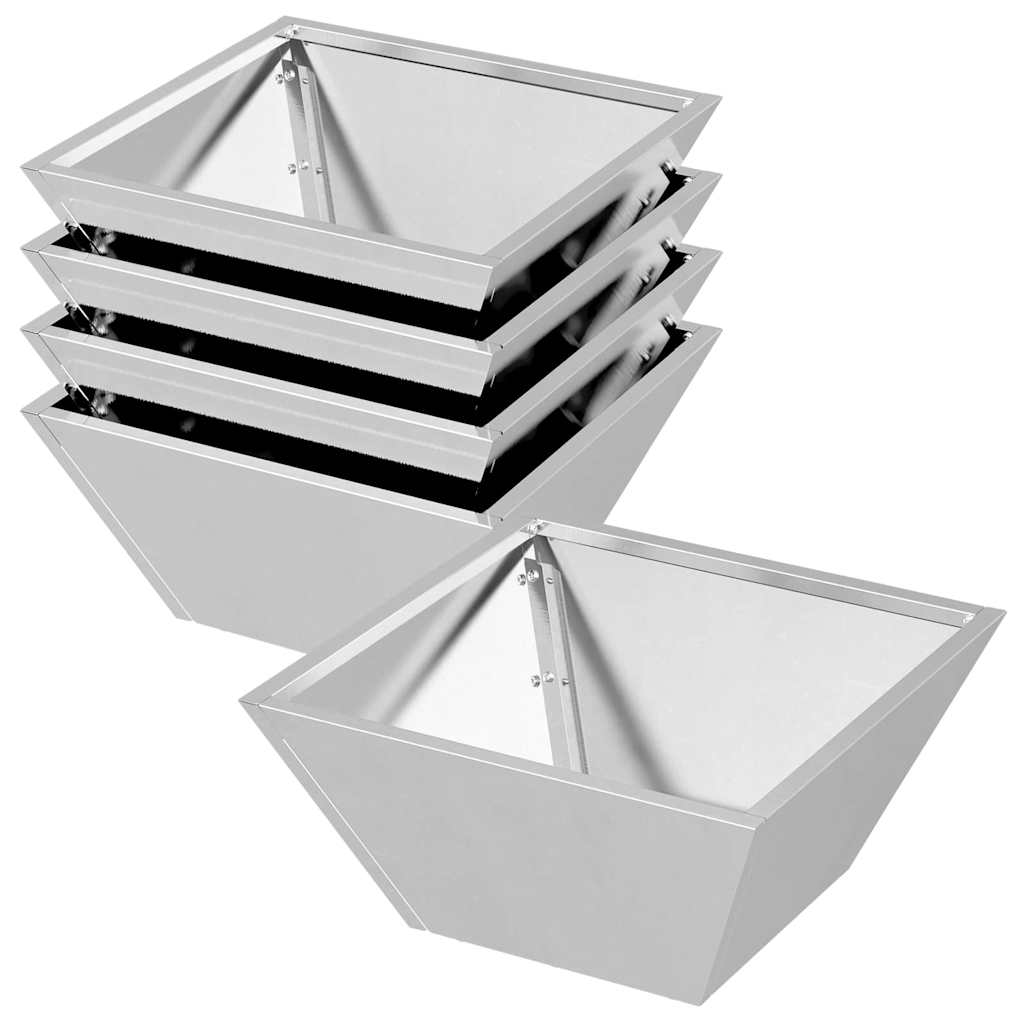 Vrtna saksija 5 pcs Srebrno 35 x 35 x 15 cm Nehrđajući čelik