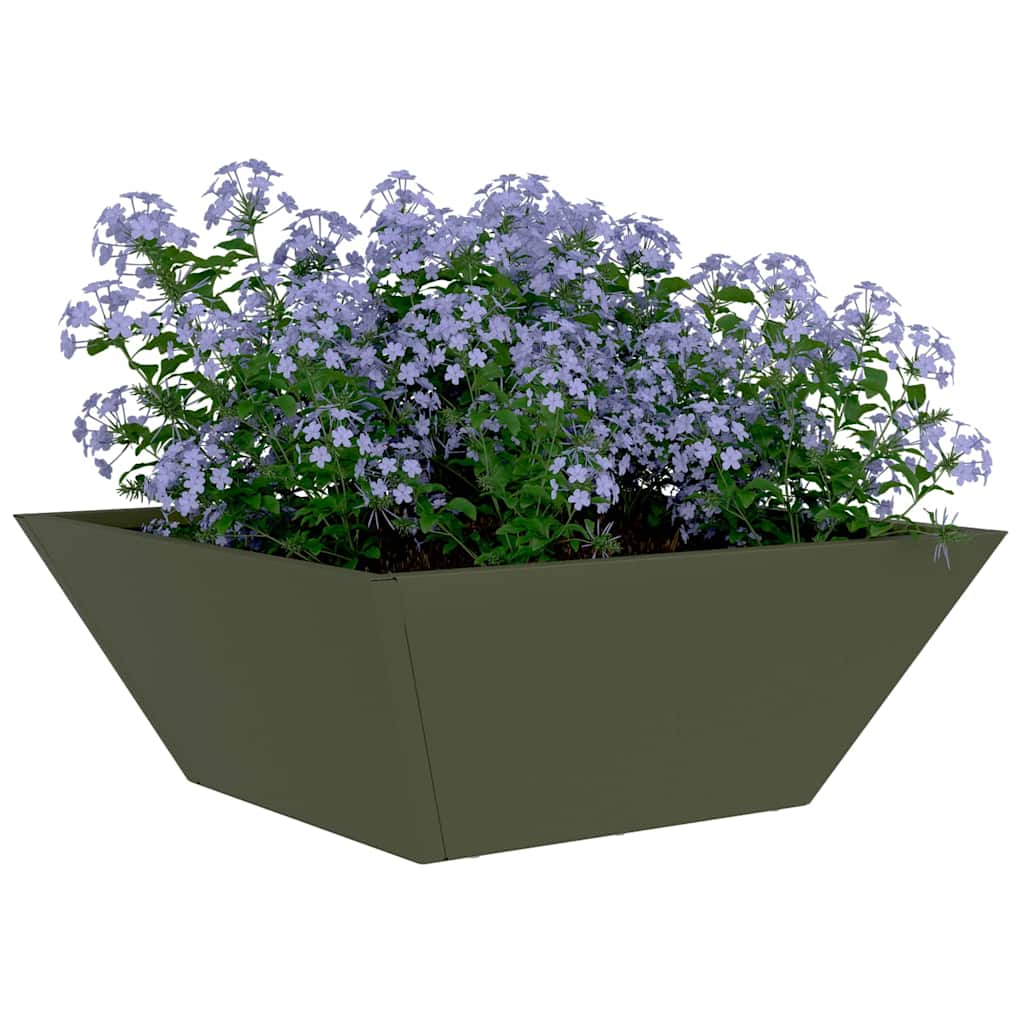 Vrtna saksija Maslinasto zelena 40 x 40 x 15 cm Čelična vrata
