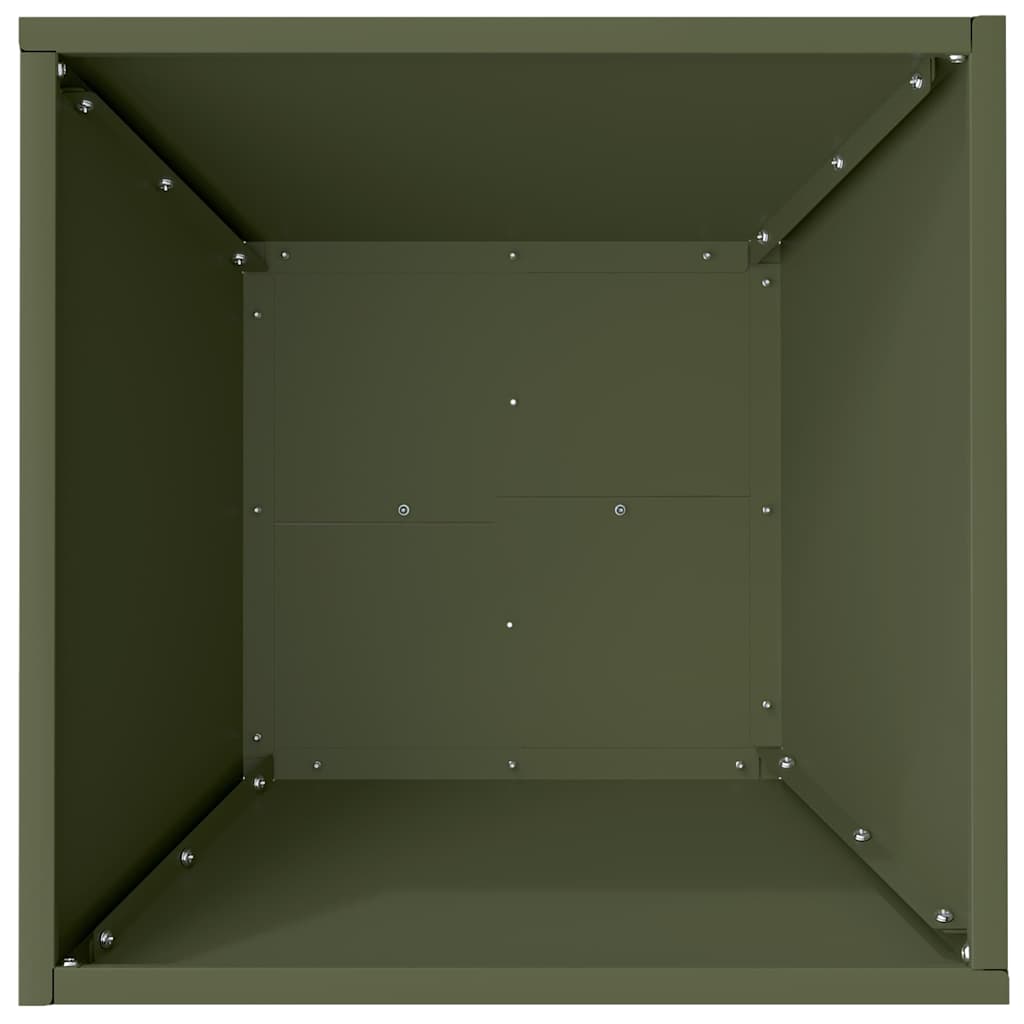 Vrtna saksija Maslinasto zelena 40 x 40 x 15 cm Čelična vrata