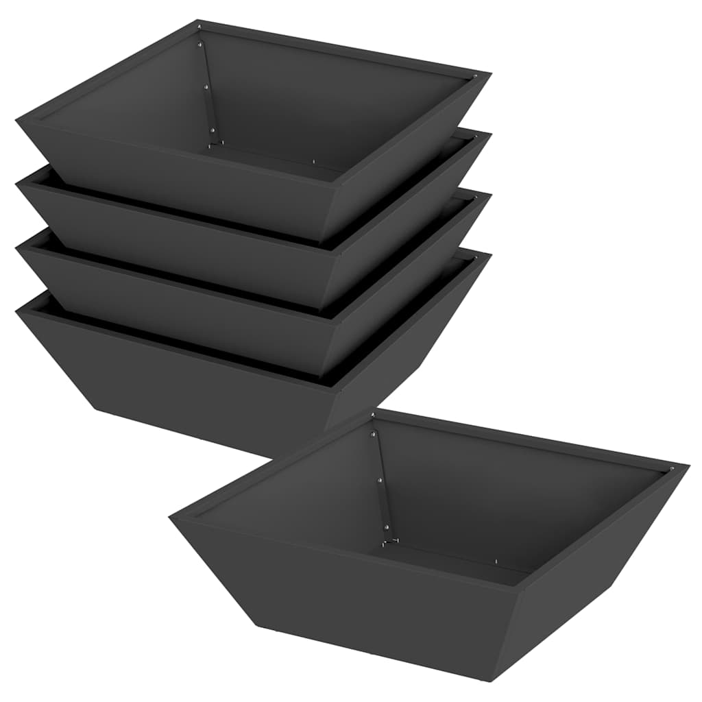 Vrtna saksija 5 pcs Crna 50 x 50 x 15 cm Čelična vrata