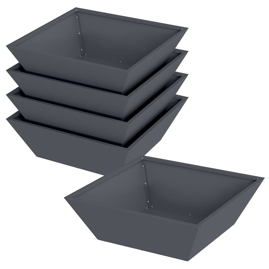 Vrtna saksija 5 pcs Antracit 50 x 50 x 15 cm Čelična vrata