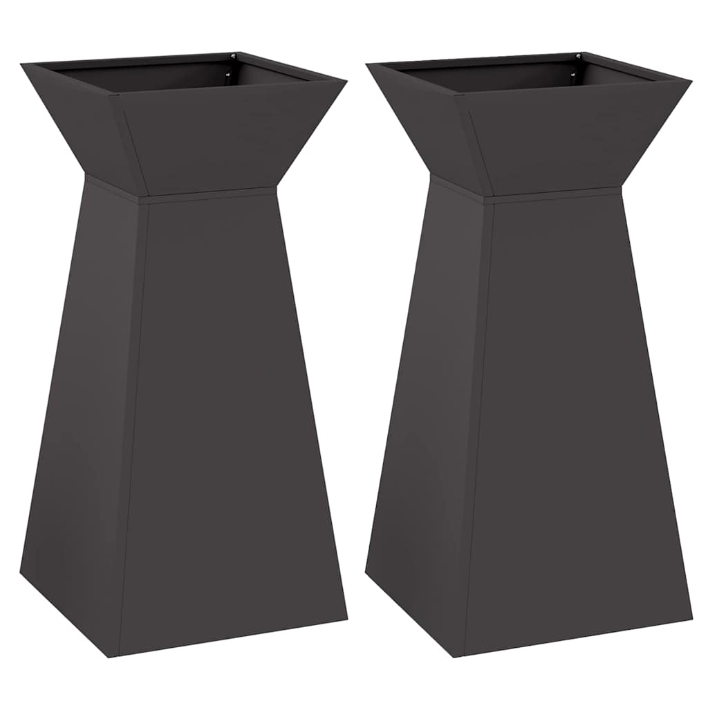 Stup saksija 2 pcs Crna 35 x 35 x 73 cm