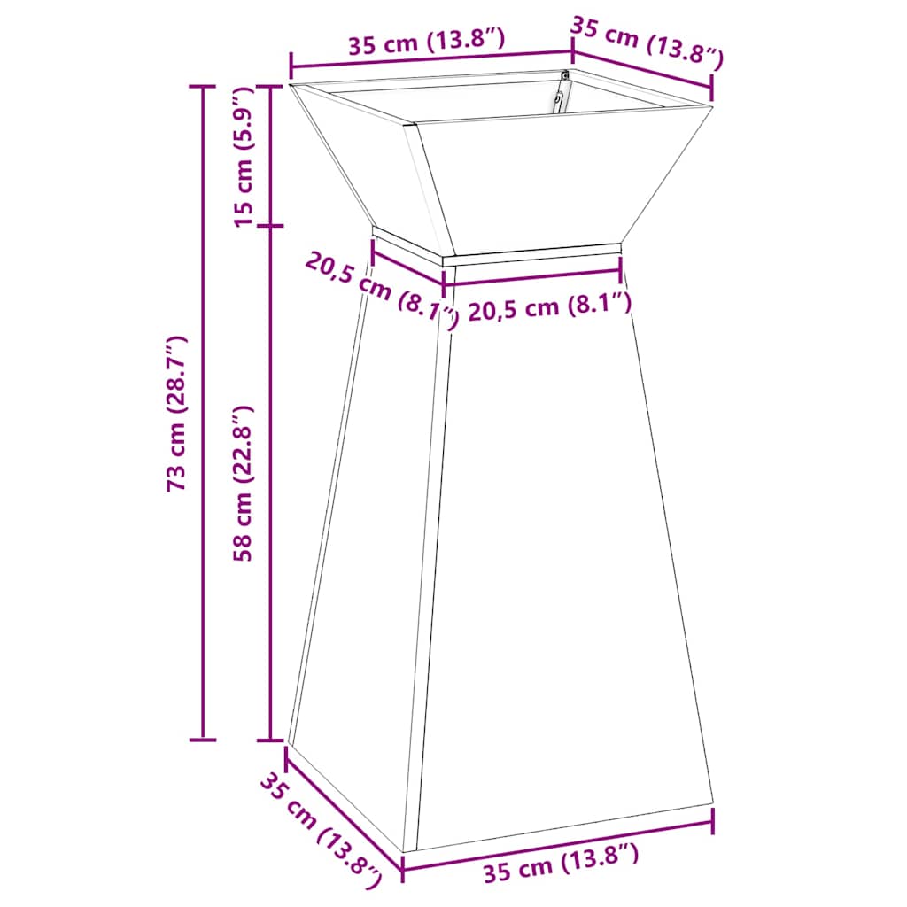 Stup saksija 2 pcs Crna 35 x 35 x 73 cm