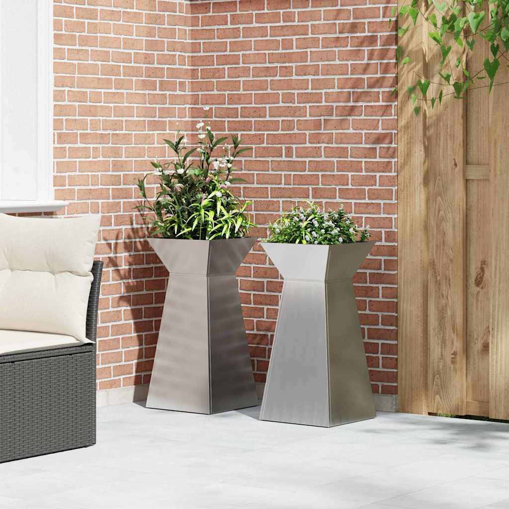 Stup saksija 2 pcs Srebrno 35 x 35 x 73 cm