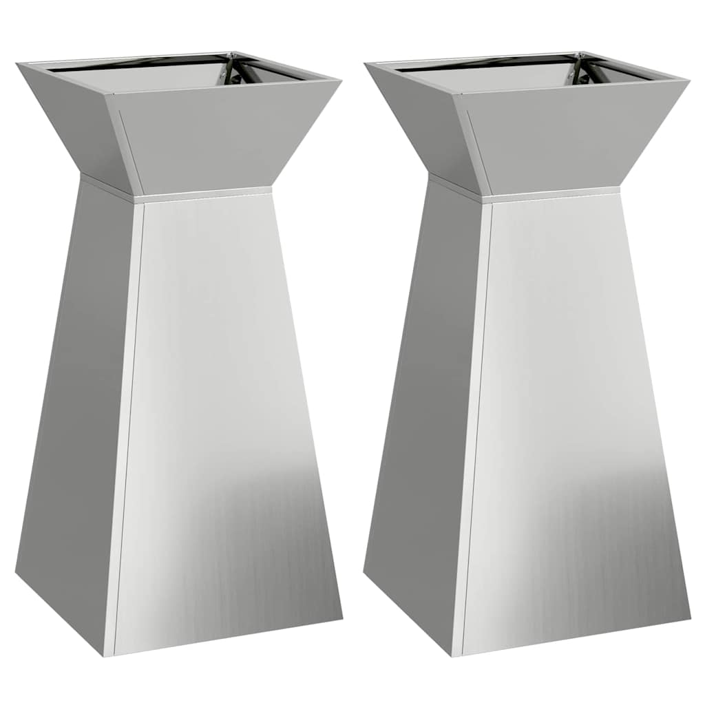 Stup saksija 2 pcs Srebrno 35 x 35 x 73 cm