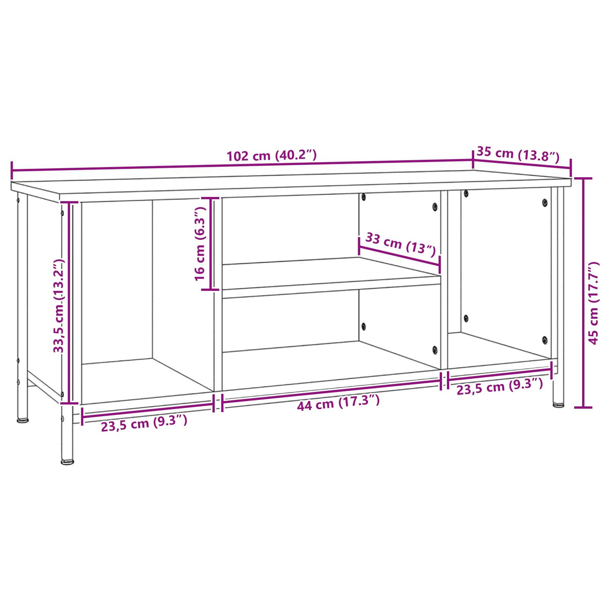 TV ormar Staro drvo 102 x 35 x 45 cm Konstruirano drvo