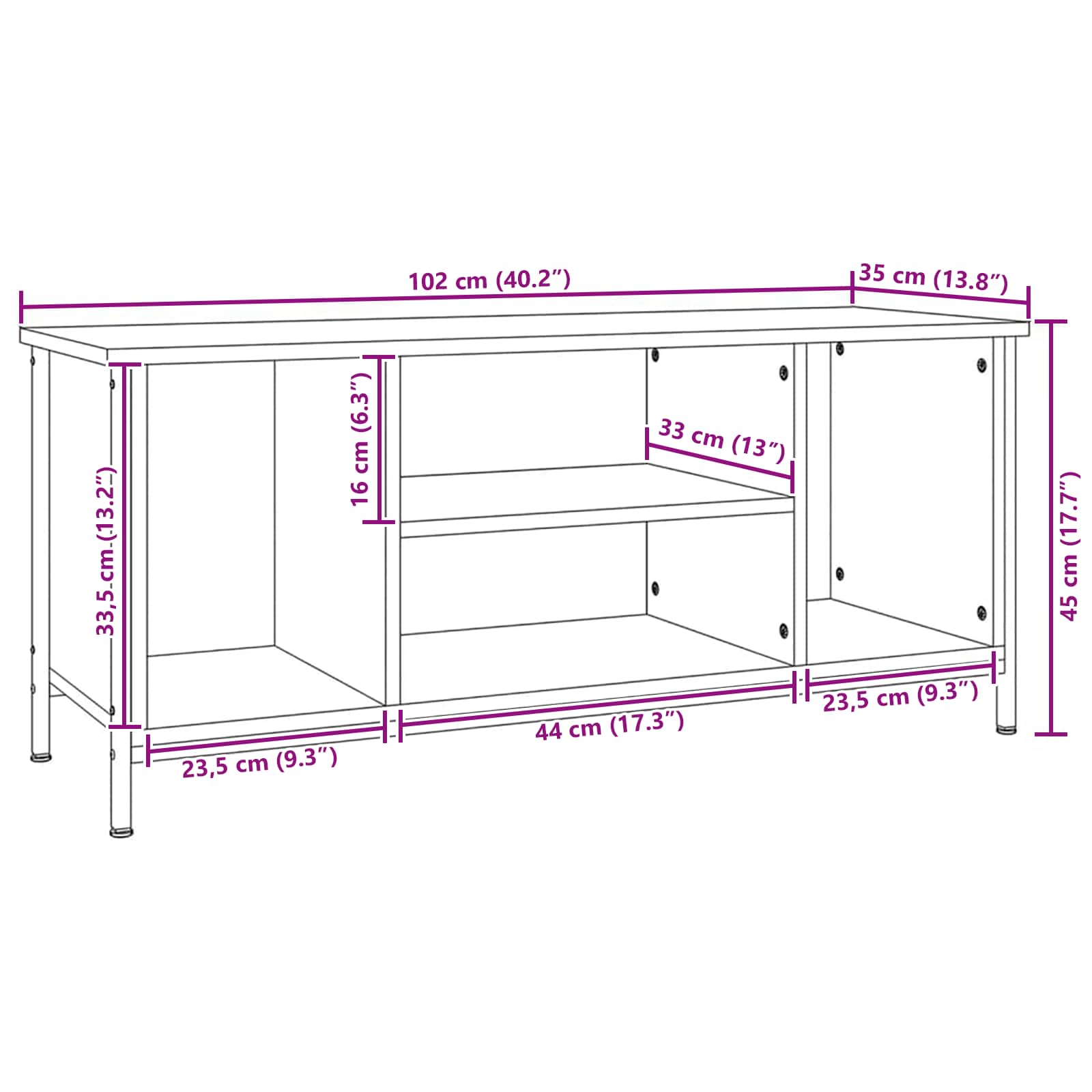 TV ormar Crni hrast 102 x 35 x 45 cm Konstruirano drvo