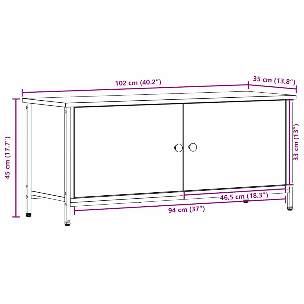 TV ormar Crni hrast 100 x 35 x 45 cm Konstruirano drvo