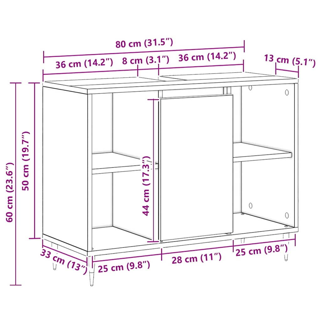 Kupaonski ormar Staro drvo 80 x 33 x 60 cm Konstruirano drvo