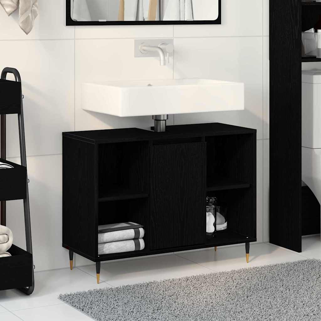 Kupaonski ormar Crna 80 x 33 x 60 cm Konstruirano drvo