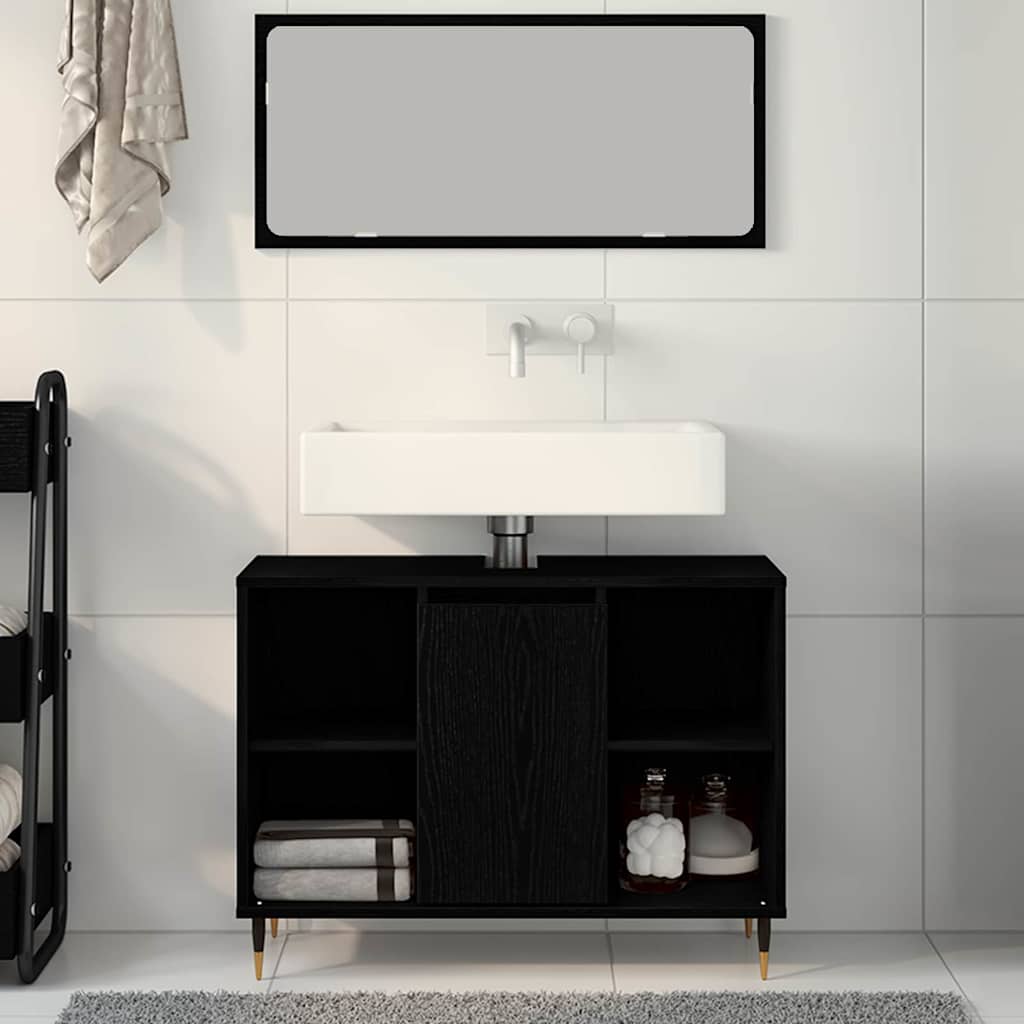 Kupaonski ormar Crna 80 x 33 x 60 cm Konstruirano drvo