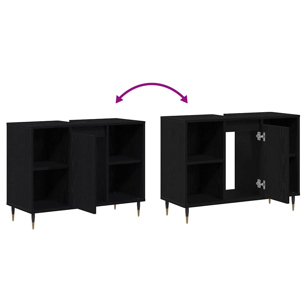 Kupaonski ormar Crna 80 x 33 x 60 cm Konstruirano drvo
