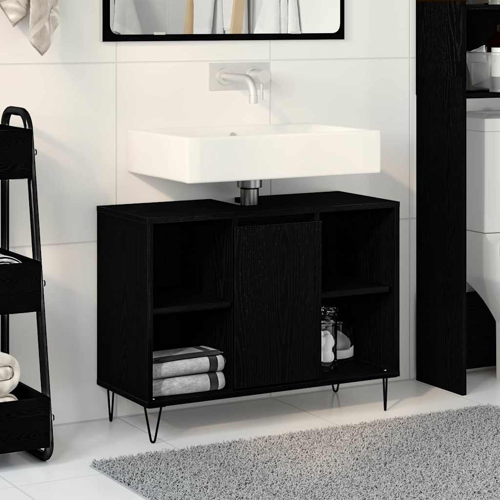 Kupaonski ormar Crna 80 x 33 x 60 cm Konstruirano drvo