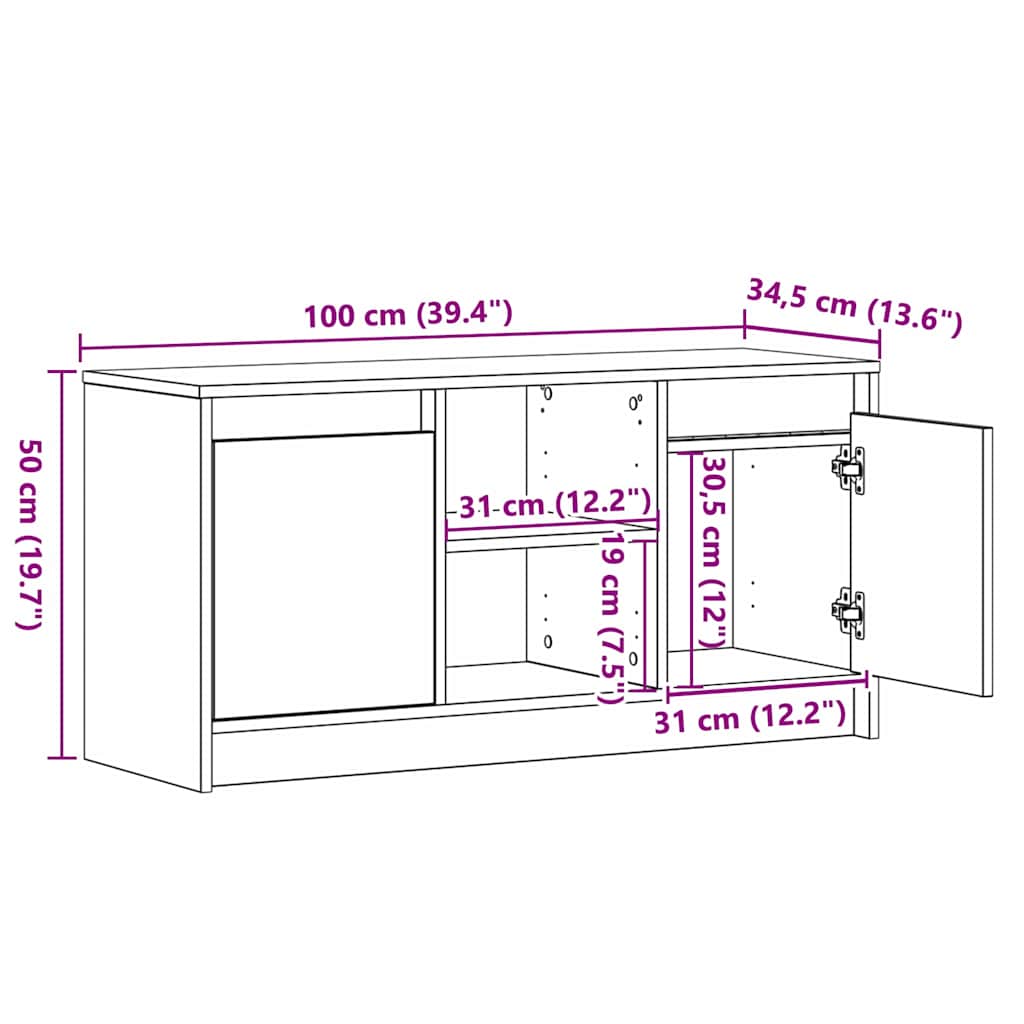 TV Jedinice Crna 100 x 34 x 50 cm Konstruirano drvo