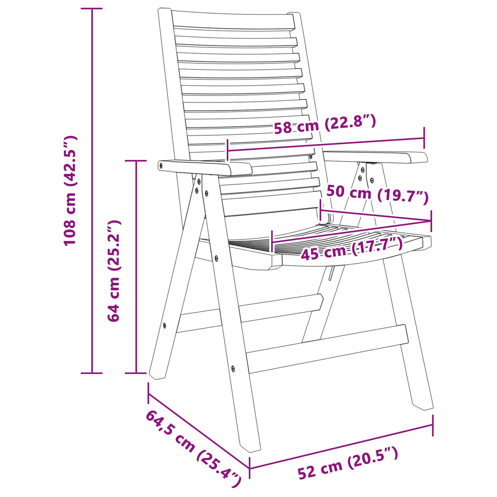 Stolica 6 pcs Smeđa 64.5 x 52 x 108 cm Čvrsto teak drvo