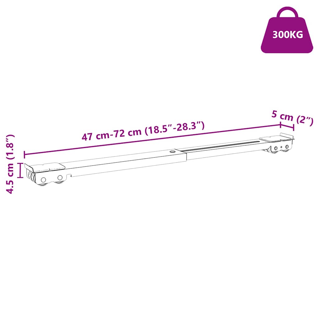 Postolje za perilicu rublja 2 pcs Crna 72 x 5 x 4,5 cm