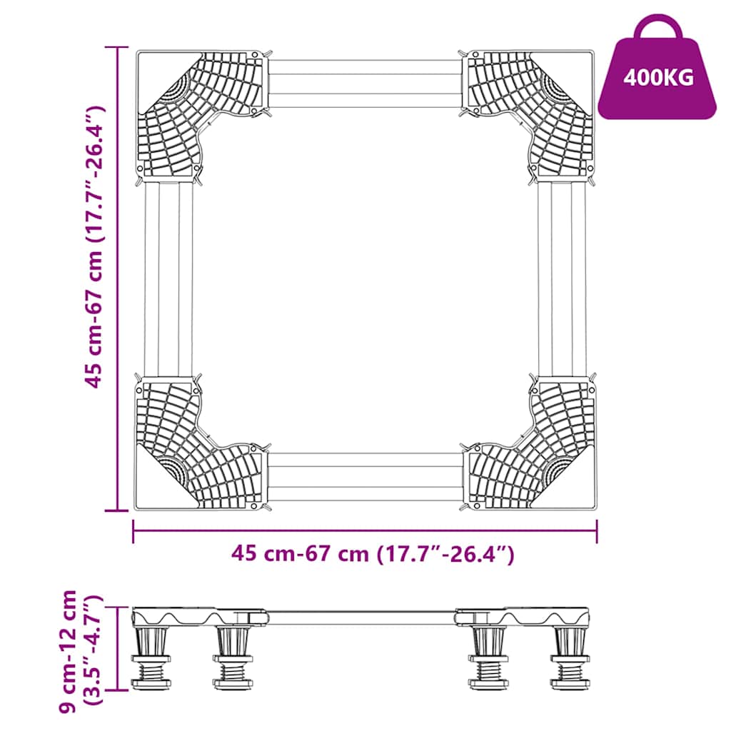 Postolje za perilicu rublja Siva 67 x 67 x 12 cm