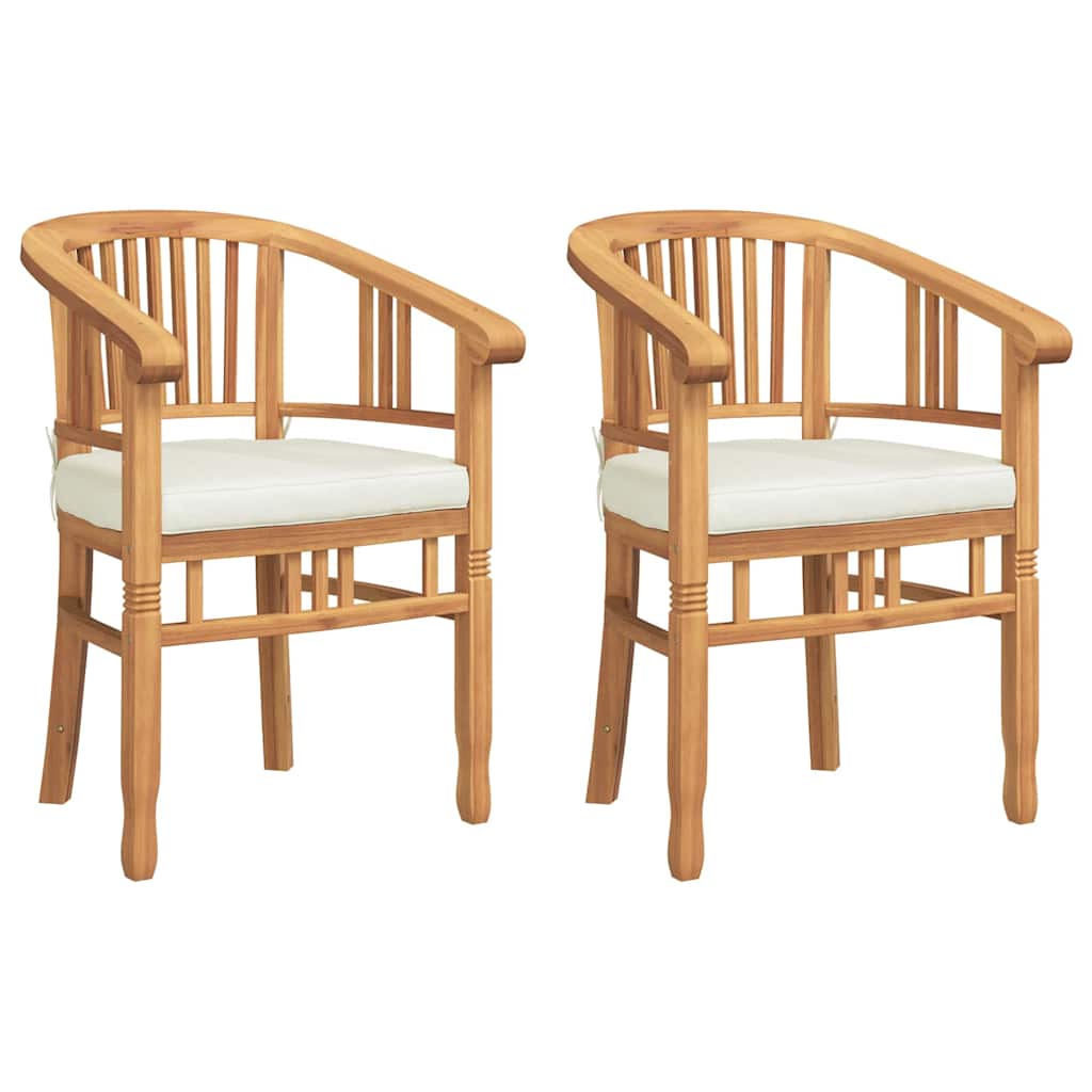 Stolica s jastukom 2 pcs Smeđa 63 x 58 x 89 cm Čvrsto teak drvo