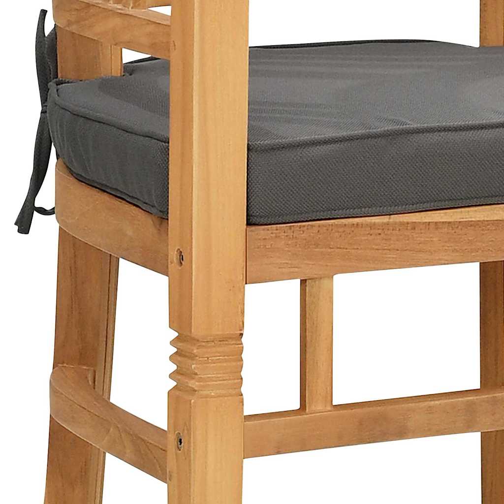 Stolica s jastukom 2 pcs Smeđa 63 x 58 x 89 cm Čvrsto teak drvo