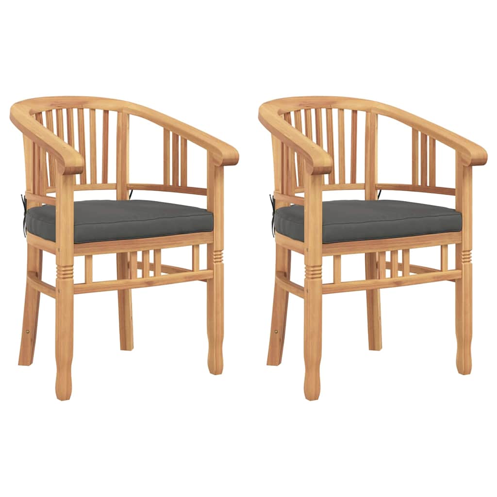 Stolica s jastukom 2 pcs Smeđa 63 x 58 x 89 cm Čvrsto teak drvo