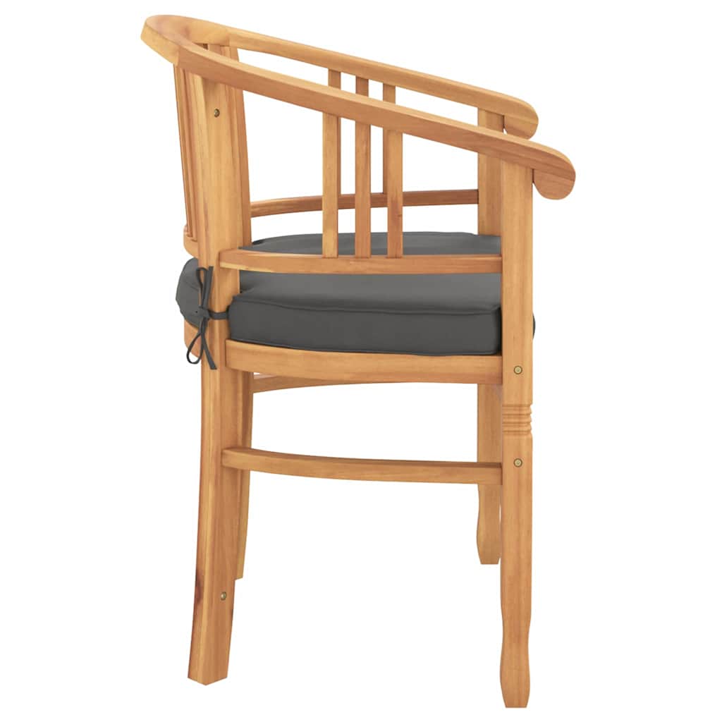Stolica s jastukom 2 pcs Smeđa 63 x 58 x 89 cm Čvrsto teak drvo