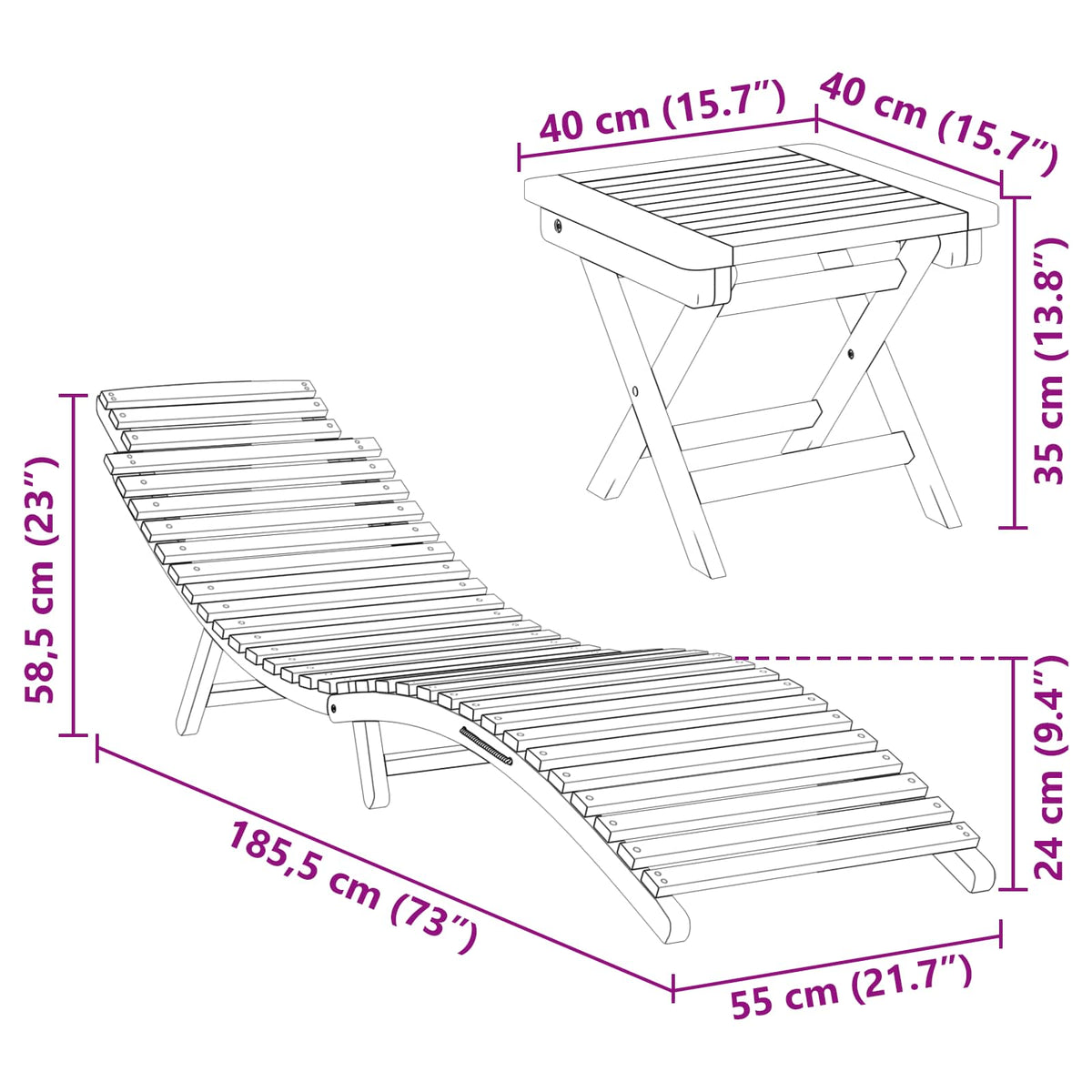 Ležaljka 2 pcs Smeđa 198 x 55 x 58,5 cm Čvrsto teak drvo