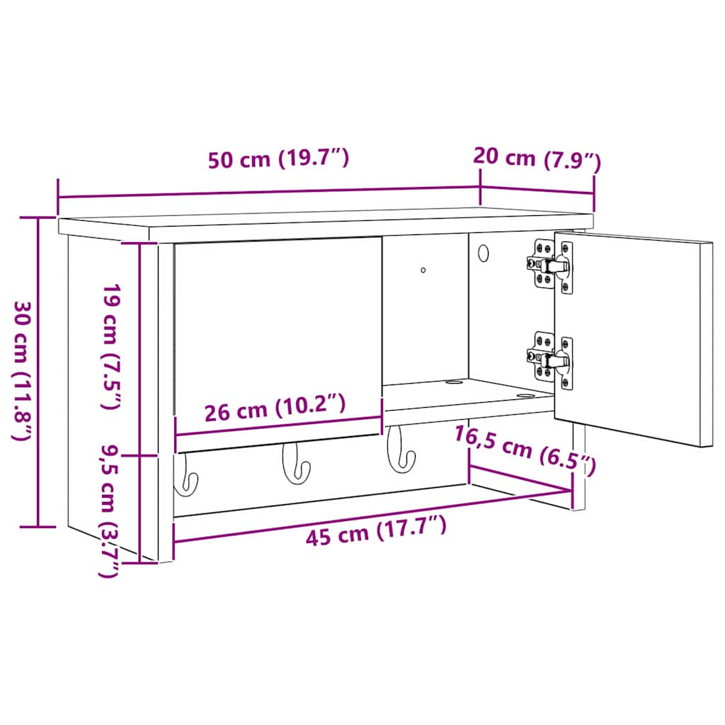 Vješalica za kapute na zidu Zidne Sonoma hrast 50 x 20 x 30 cm