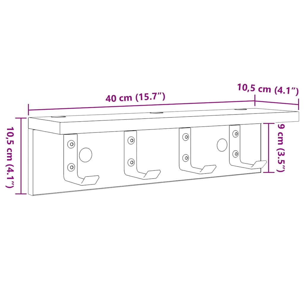 Vješalica za kapute na zidu Betonski sivi 40 x 10,5 x 10,5 cm
