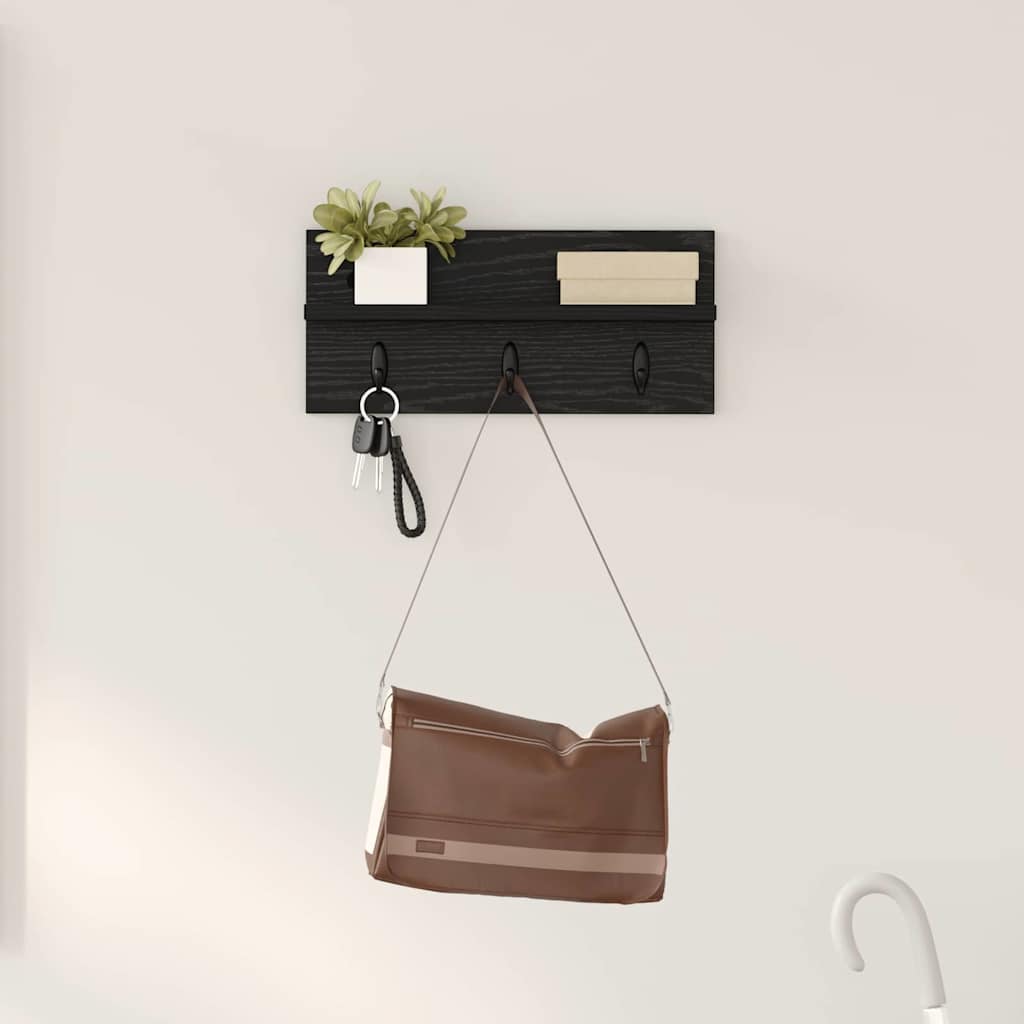 Vješalica za kapute na zidu Zidne Crni hrast 40 x 10,5 x 18 cm