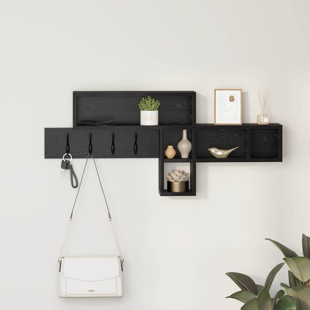 Vješalica za kapute na zidu Zidne Crni hrast 100 x 12 x 43,5 cm