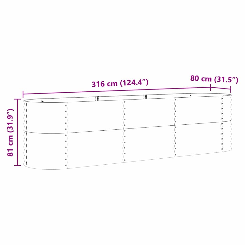 Povišena gredica Smeđa 320 x 80 x 81 cm Čelik