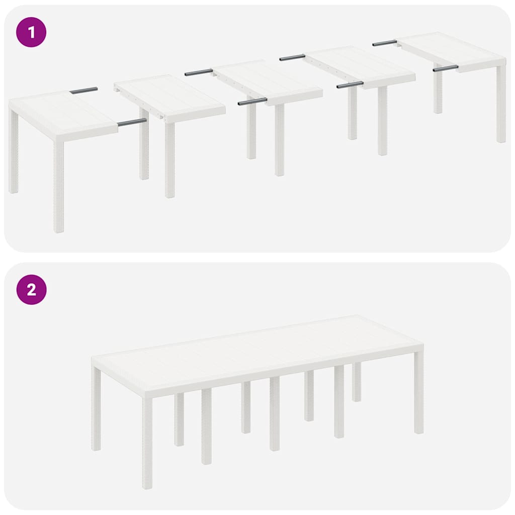 Stol za vrt Bijelo 250 x 100 x 73 cm poliratan