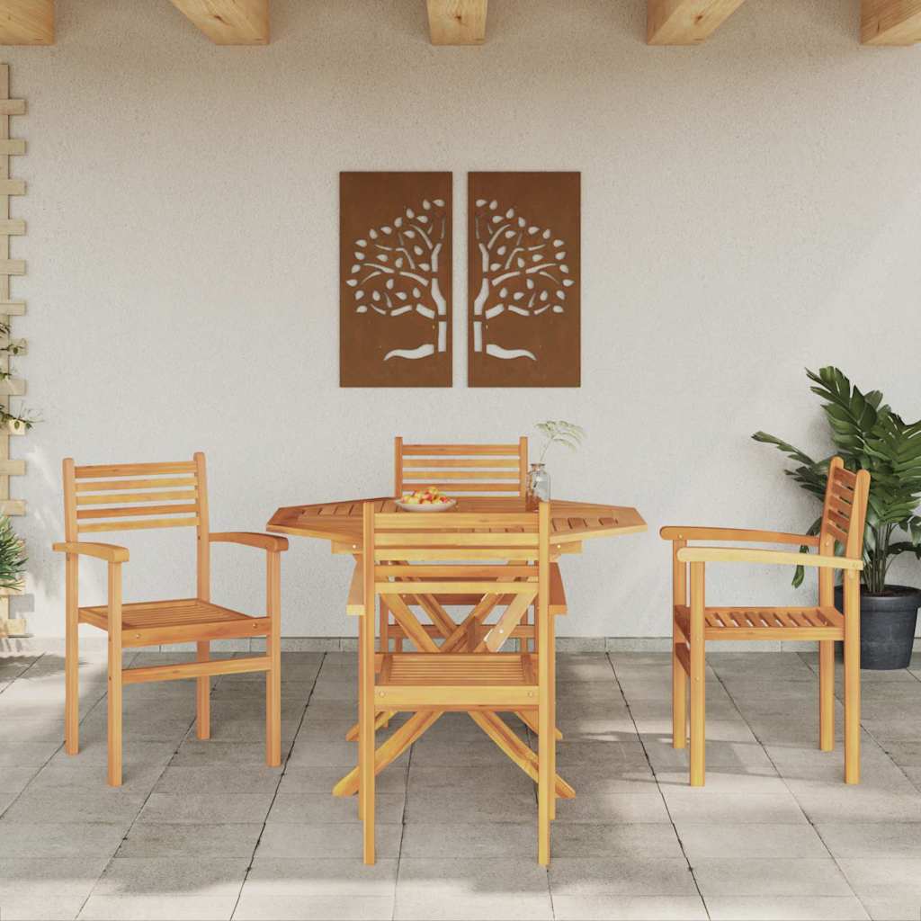 Stolica 4 pcs Smeđa 56 x 55 x 90.5 cm Čvrsto teak drvo