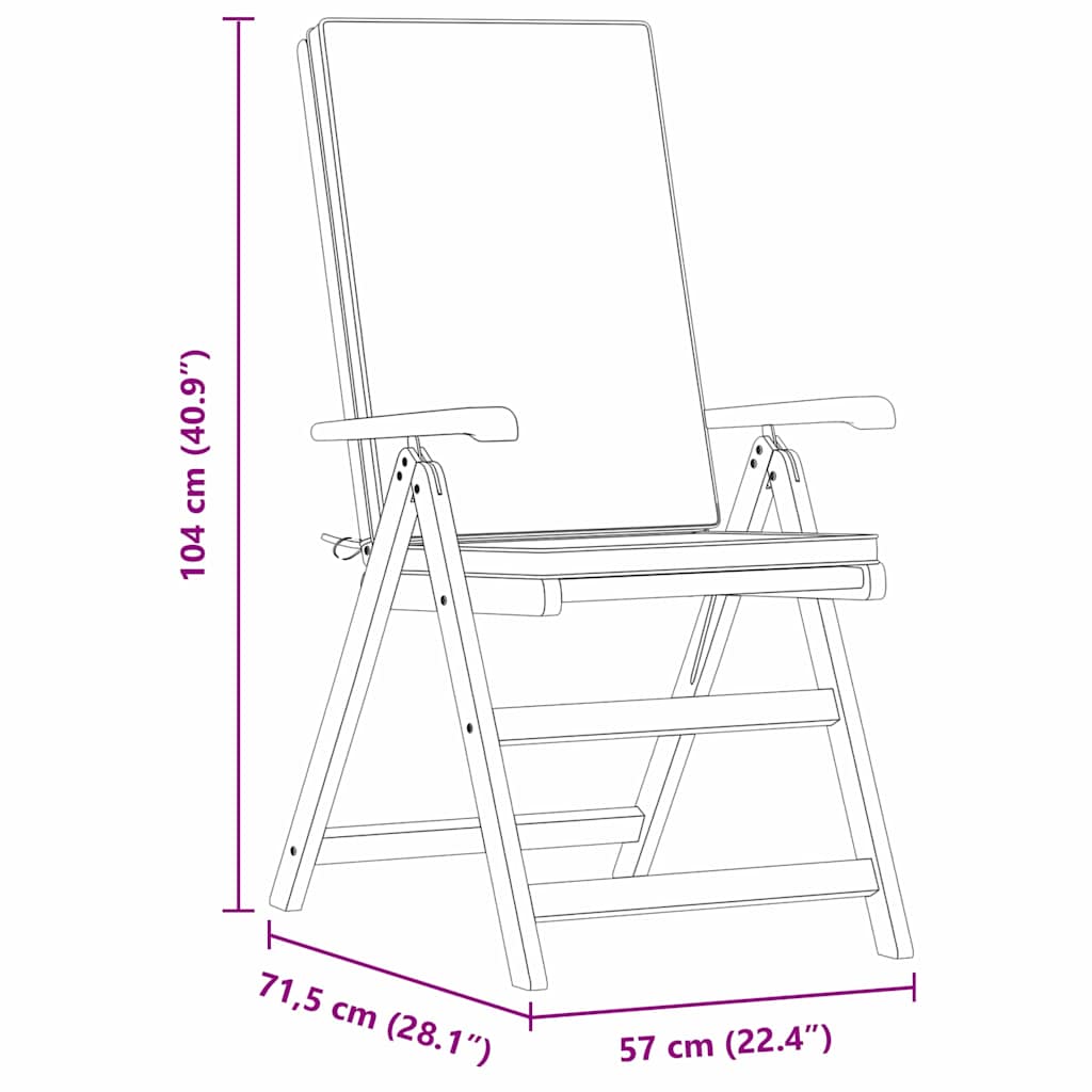 Vrtna stolica 6 pcs Smeđa i bijela 57 x 71,5 x 104 cm