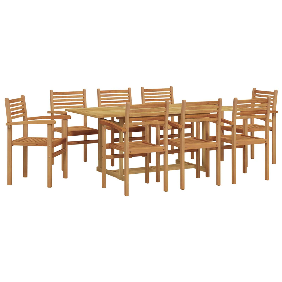 Vrtni set za objed 9 pcs Smeđa Čvrsto teak drvo