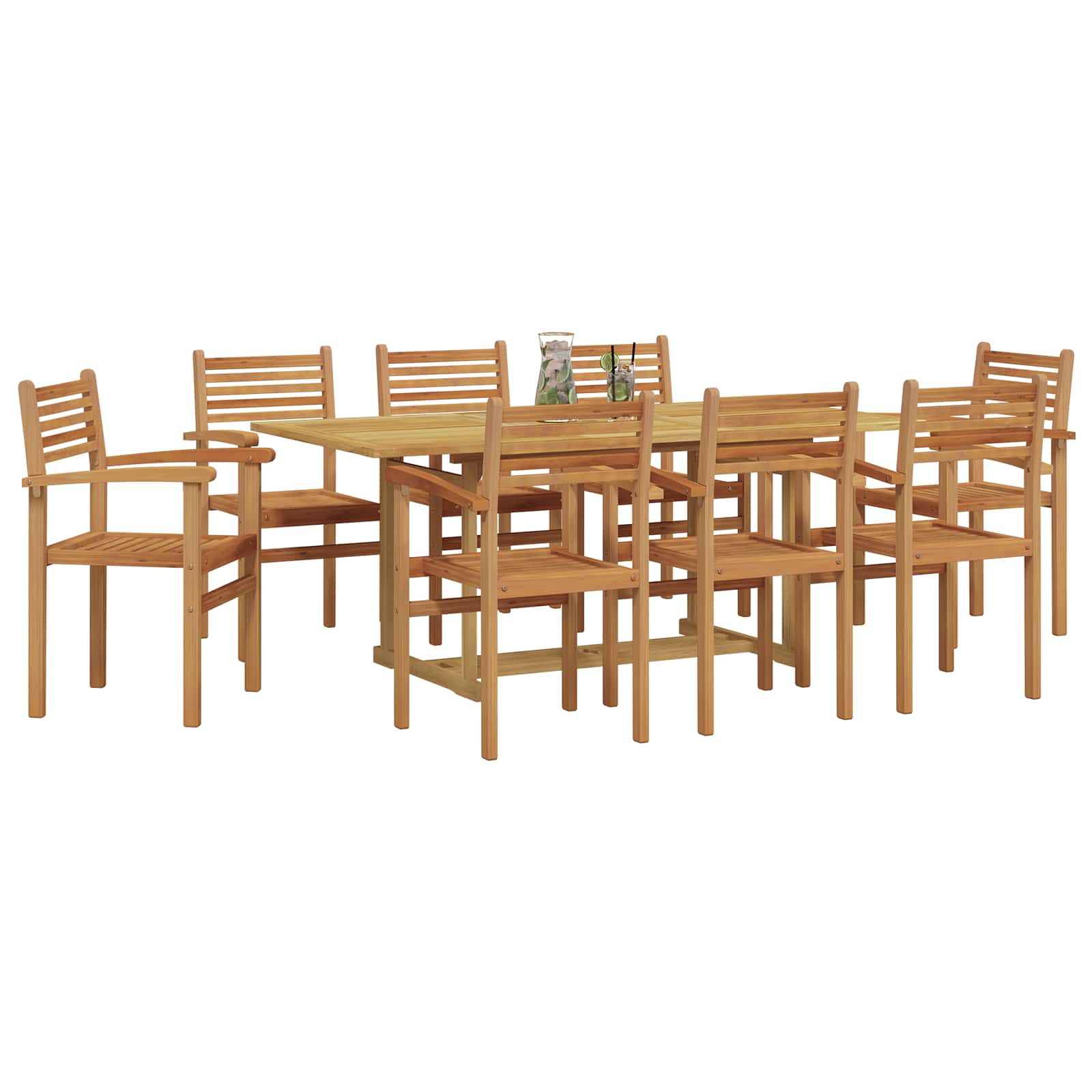 Vrtni set za objed 9 pcs Smeđa Čvrsto teak drvo