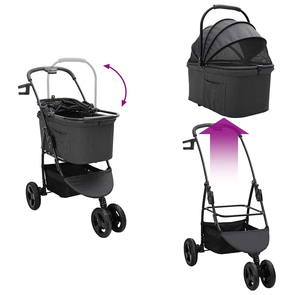 Sklopiva kolica za kućne ljubimce Crna 78 x 54 x 101 cm