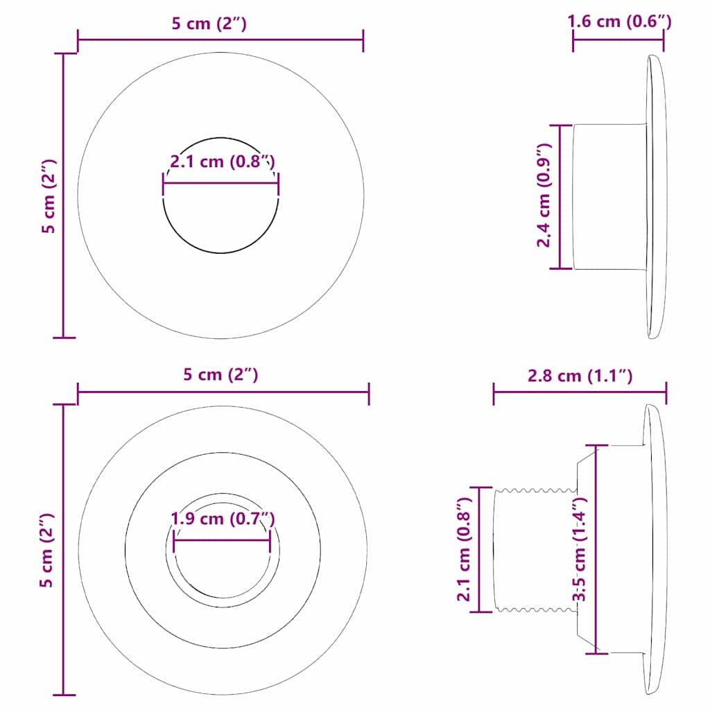 Ležajevi za stol za stoni nogomet 10 pcs Crna 5 x 5 x 2,8 cm PP