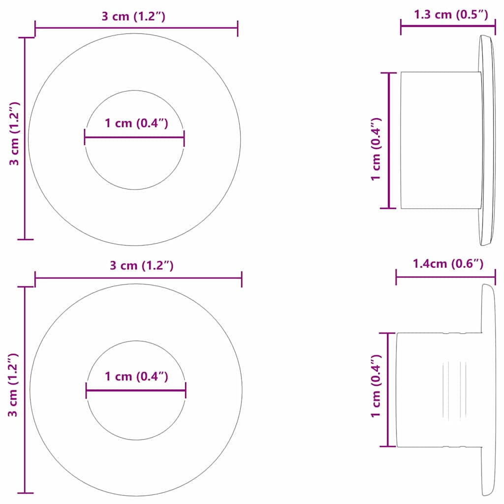 Stoperi za stolni nogomet 10 pcs Crna 3 x 3 x 1,4 cm HIPS