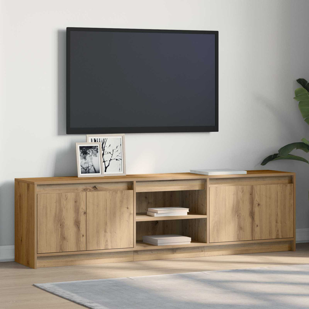 TV ormarić s LED svjetlima boja hrasta 180x34x50 cm drveni