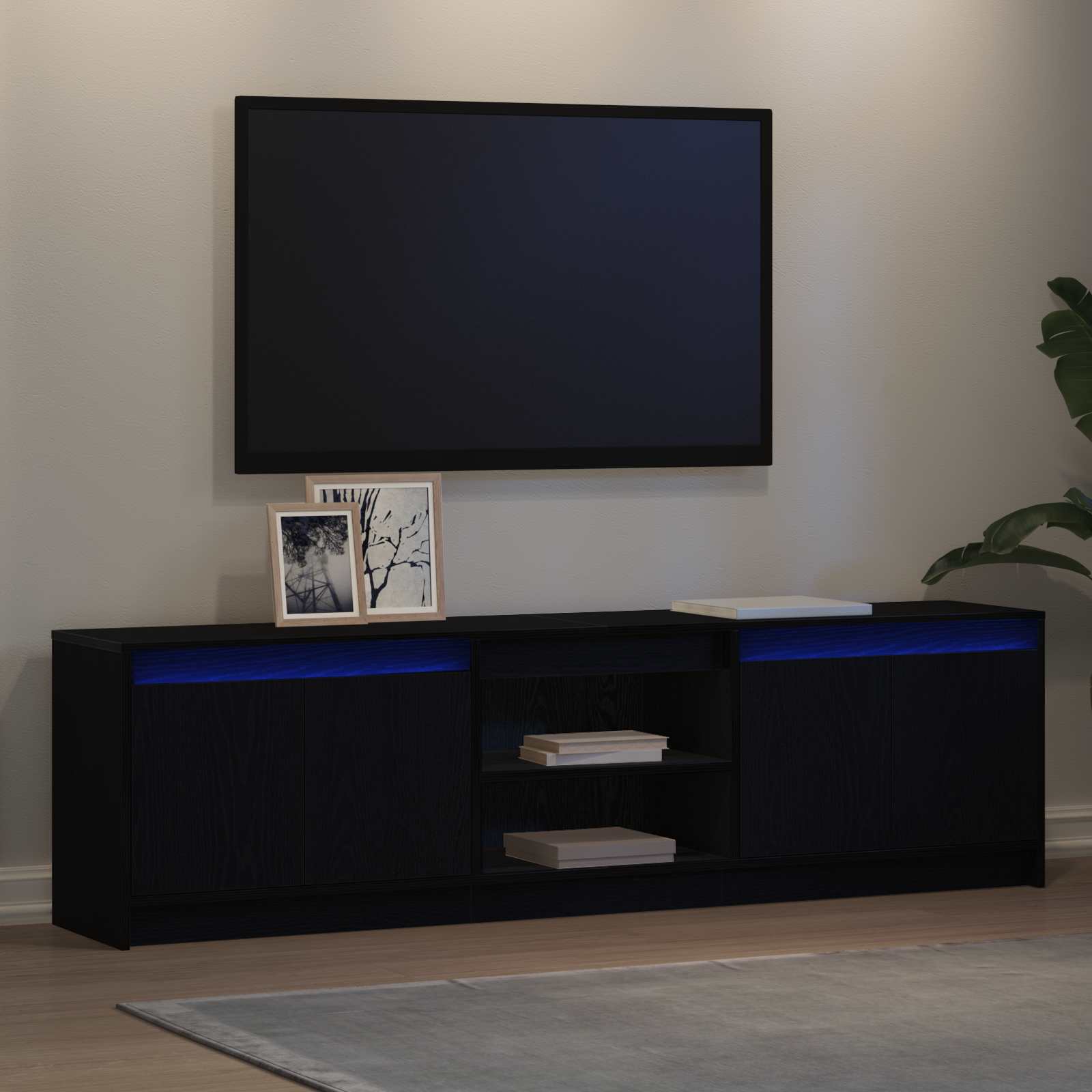 TV Jedinice 2 pcs Crna 180 x 34 x 50 cm Konstruirano drvo