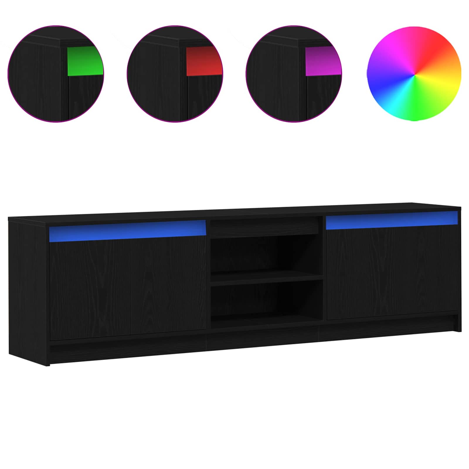 TV Jedinice 2 pcs Crna 180 x 34 x 50 cm Konstruirano drvo